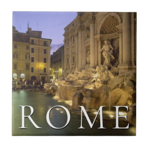 Azulejo De Cerâmica Fonte da Trevi à Noite   Roma, Lazio, Itália