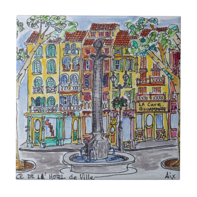 Azulejo De Cerâmica Fonte: Place de L'Hotel de Ville (Frente)