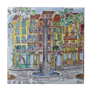 Azulejo De Cerâmica Fonte Praça do Hotel de Ville