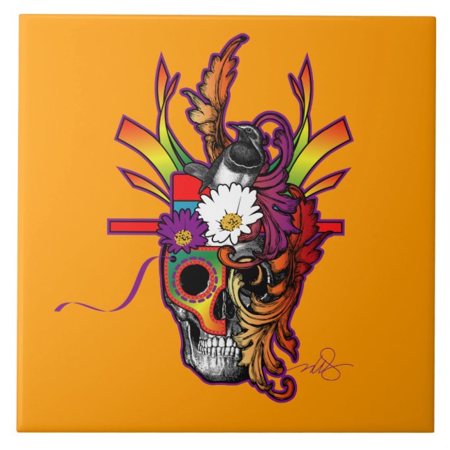 Azulejo De Cerâmica Fora Do Meu Crânio (Frente)