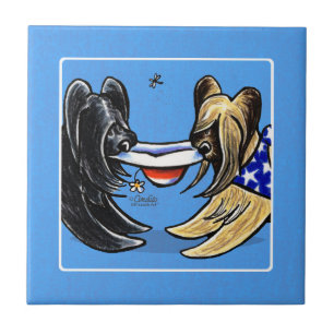 Azulejo De Cerâmica Fora-Trela louca Art™ dos Hatters de Briard