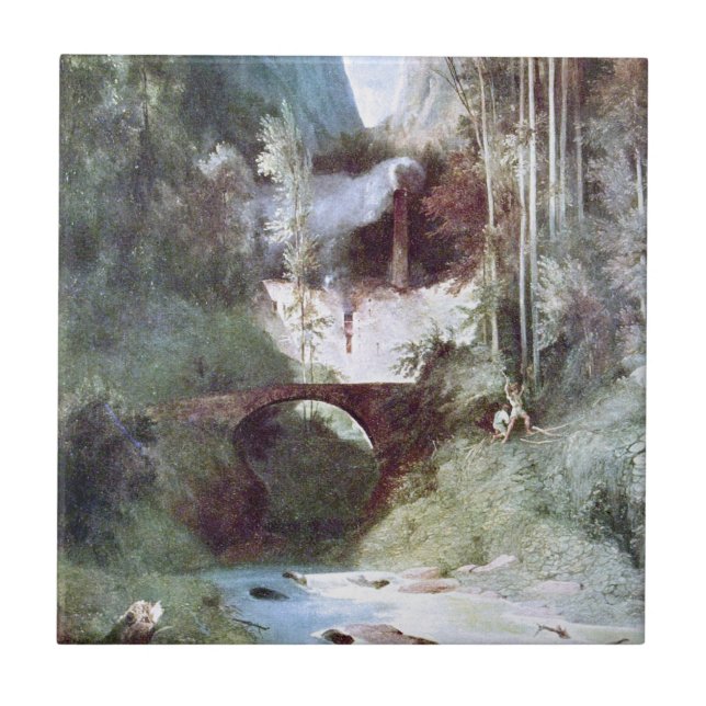 Azulejo De Cerâmica Forest Canyon (por Carl Blechen) (Frente)