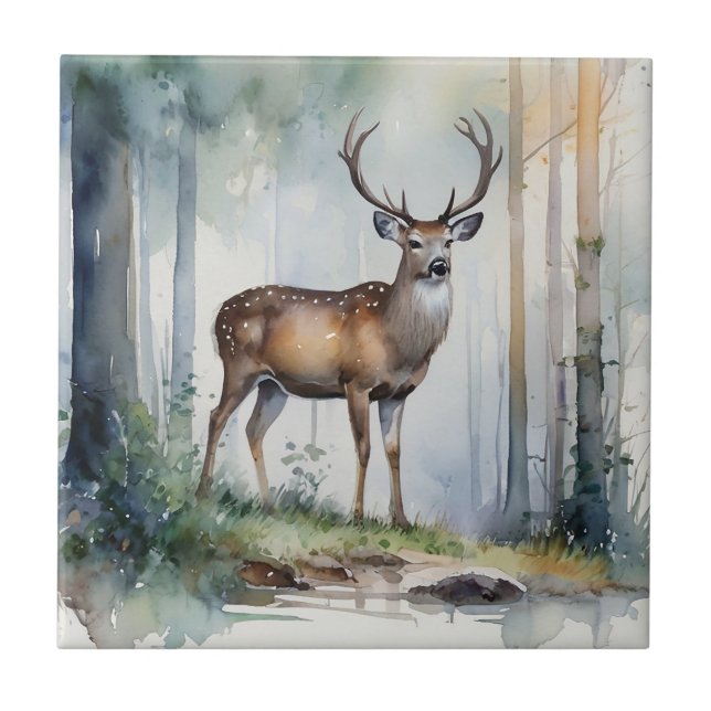 Azulejo de cerâmica Forest Deer (Frente)
