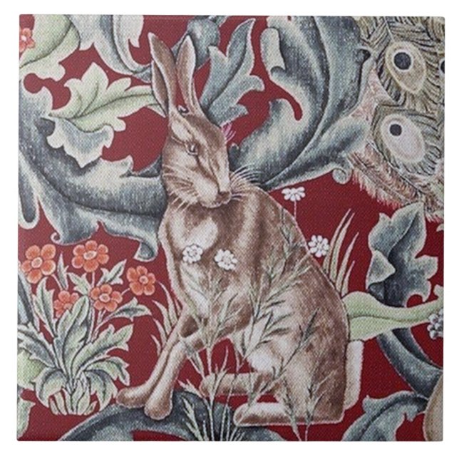Azulejo De Cerâmica Forest Rabbit, William Morris (Frente)