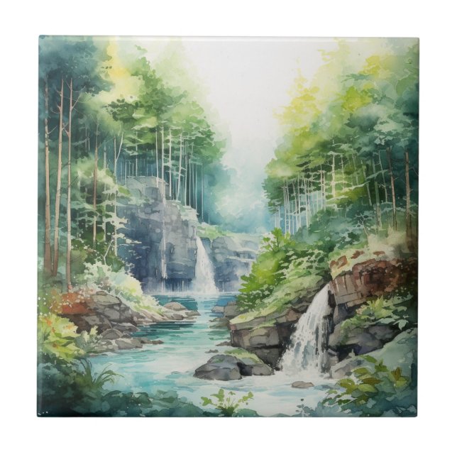 Azulejo De Cerâmica Forest Waterfall (Frente)