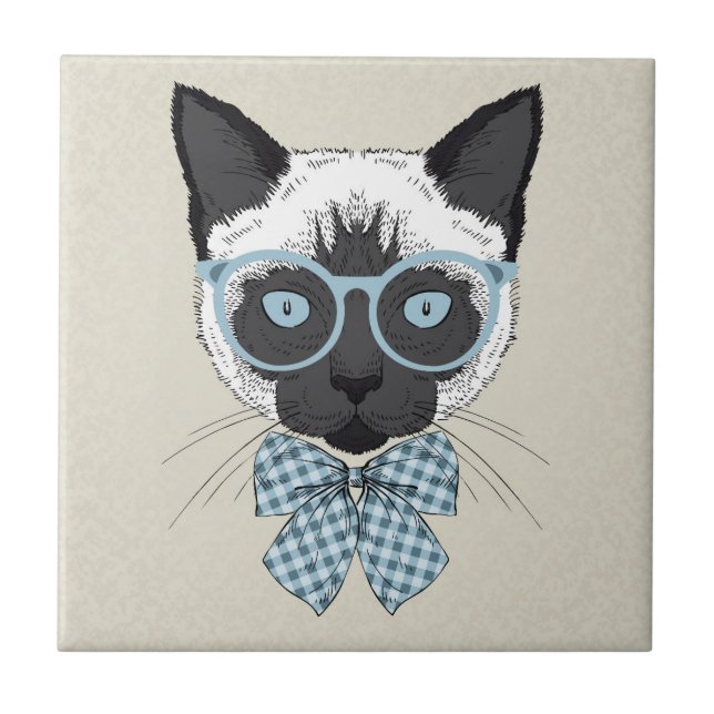 Azulejo De Cerâmica Forma Smart do gato Siamese (Frente)