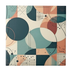 Azulejo De Cerâmica Formas Abstratas Em Camadas Coral Azul-Marinho Max