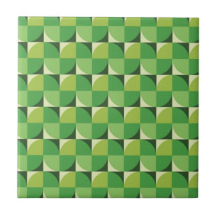 Azulejo De Cerâmica Formas Abstratas Verdes de Meados do Século em qua