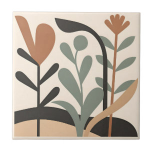 Azulejo De Cerâmica Formas Botânicas Abstratas