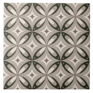 Azulejo De Cerâmica Formas circulares retrô bege e marrom
