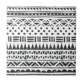 Azulejo De Cerâmica Formas de Abstrato de preto branco tribal