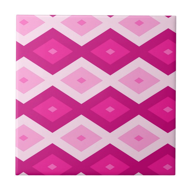 Azulejo De Cerâmica Formas de diamante fuchsia (Frente)