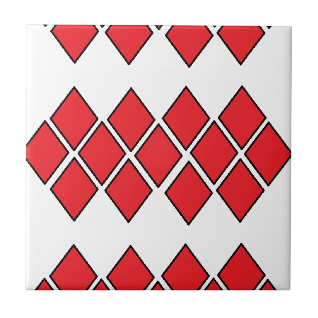 Azulejo De Cerâmica Formas de diamante vermelho (Frente)