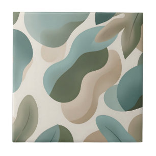 Azulejo De Cerâmica Formas Fluidas Orgânicas Verde Sage Abstratas Mode