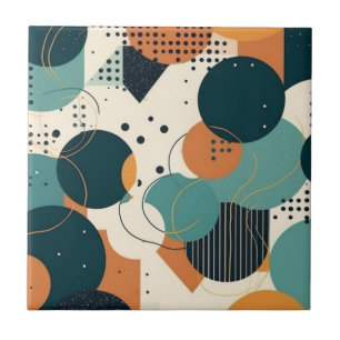 Azulejo De Cerâmica Formas Orgânicas Abstratas Futuristas Azul Coral T