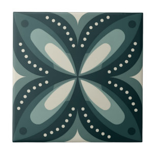 Azulejo De Cerâmica formas verdes retrô