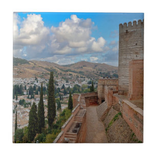Azulejo De Cerâmica Fortaleza Alhambra Granada Europa Espanha