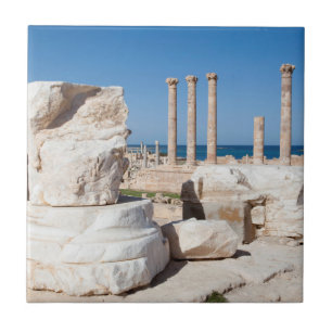 Azulejo De Cerâmica Fórum Romano e Restos de Estátua, Sabratha, AZ
