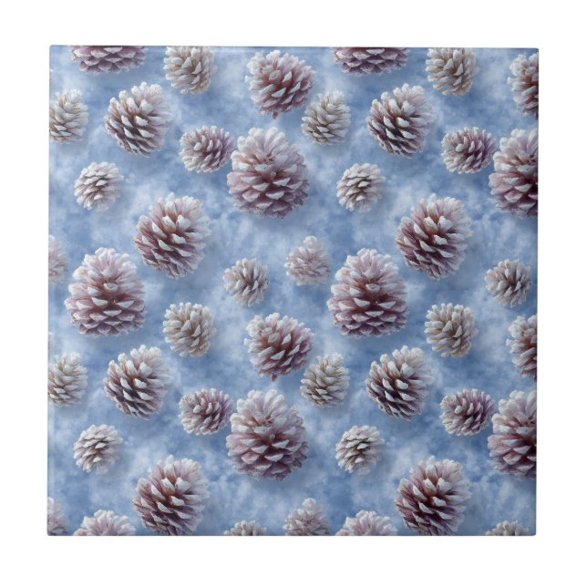 Azulejo De Cerâmica Fosco  Azul Pinecones Travesseiro decorativo Padrã (Frente)