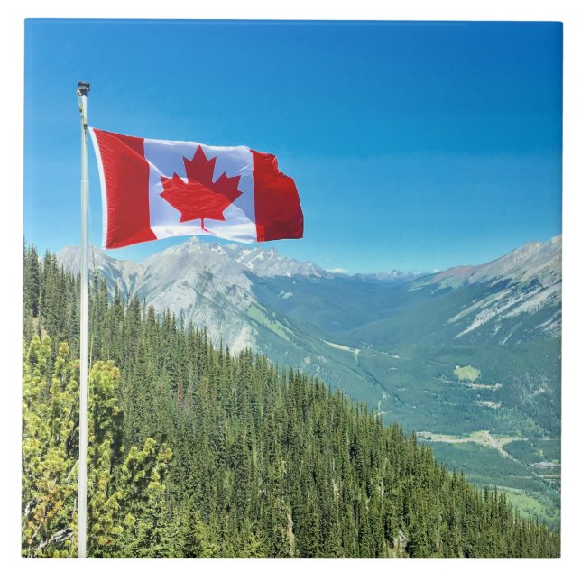 Azulejo De Cerâmica Foto cêntrica com bandeira canadense (Frente)