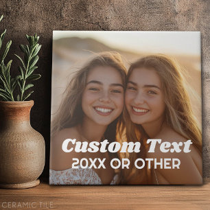 Azulejo De Cerâmica Foto Completa - com Texto Personalizado
