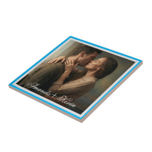 Azulejo De Cerâmica Foto de Casal Romântico & Nome Personalizado