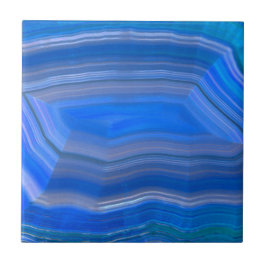 Azulejo De Cerâmica Foto de fatia de agata polida azul brilhante