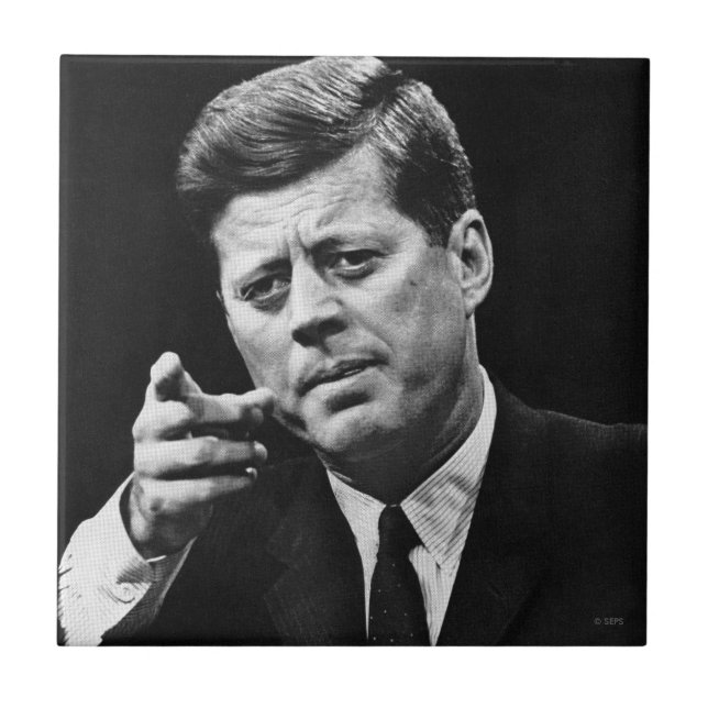 Azulejo De Cerâmica Foto de John F. Kennedy 3 (Frente)