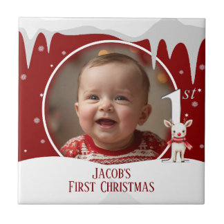 Azulejo De Cerâmica Foto de Natal do bebê