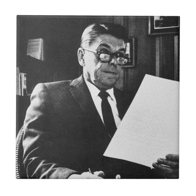 Azulejo De Cerâmica Foto de Ronald Reagan (Frente)