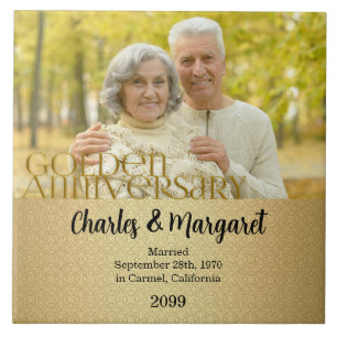 Azulejo De Cerâmica Foto do aniversário do Ouro 50