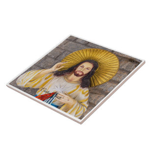 Azulejo De Cerâmica Foto e Citação de Jesus Cristo