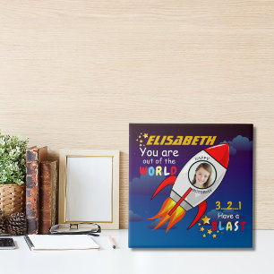 Azulejo De Cerâmica Foto personalizada do foguete astronauta 