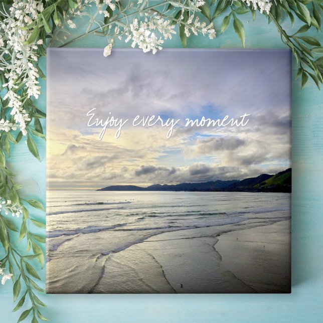 Azulejo De Cerâmica Foto Roxa do Sunset California Desfrute a cada mom (Criador carregado)