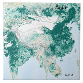 Azulejo De Cerâmica Foto Verde e Branca Ásia do Espaço, NASA