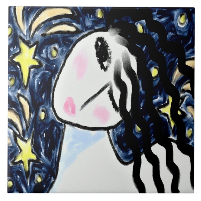 Azulejo De Cerâmica Fotografar estrelas pintura digital Abstrato (Frente)