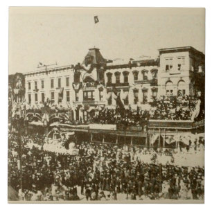 Azulejo De Cerâmica Fotografia Antiga de Nova Orleans Desfile de Mardi