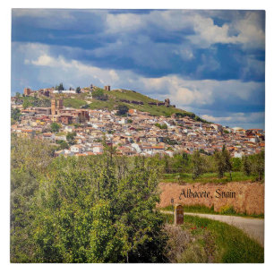 Azulejo De Cerâmica fotografia da paisagem urbana de Albacete, Espanha