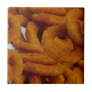 Azulejo De Cerâmica Fotografia dourada fritada dos anéis de cebola