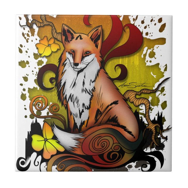 Azulejo De Cerâmica Fox ao ar livre (Frente)