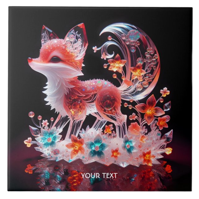 Azulejo De Cerâmica Fox de Vidro Vermelho Fantasy (Frente)