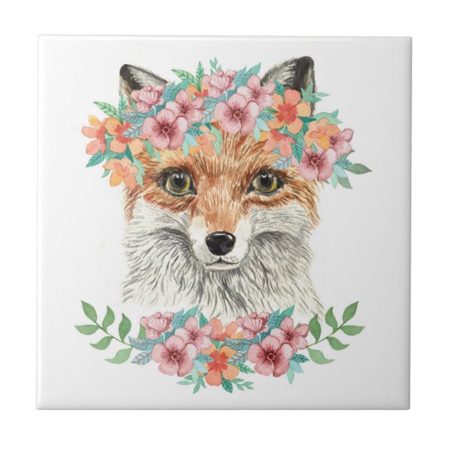 Azulejo De Cerâmica Fox floral (Frente)