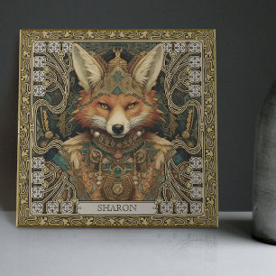 Azulejo De Cerâmica Fox Personalizada Tribal Arte Espiritual