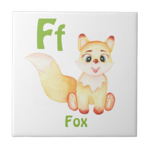Azulejo De Cerâmica Fox personalize ABC: Carta F - Adicione seu nome