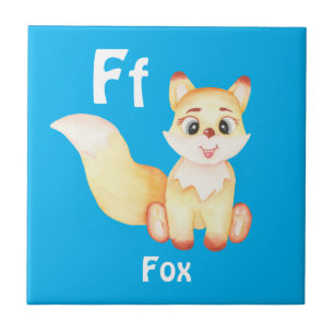 Azulejo De Cerâmica Fox personalize ABC: Carta F - Adicione seu nome