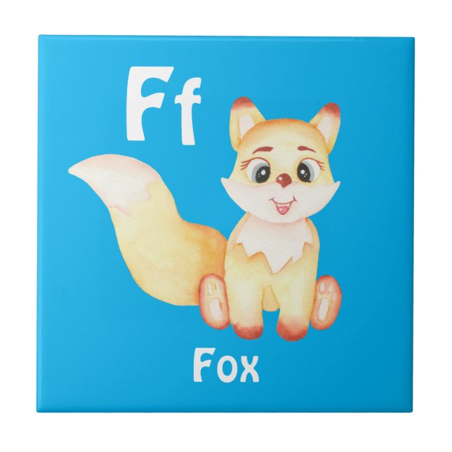 Azulejo De Cerâmica Fox personalize ABC: Carta F - Adicione seu nome (Frente)