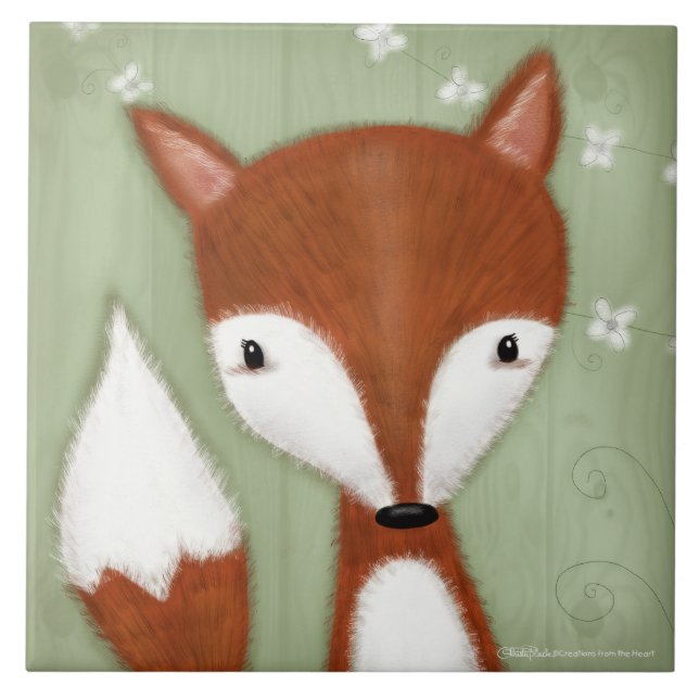 Azulejo De Cerâmica Fox Retrato (Frente)