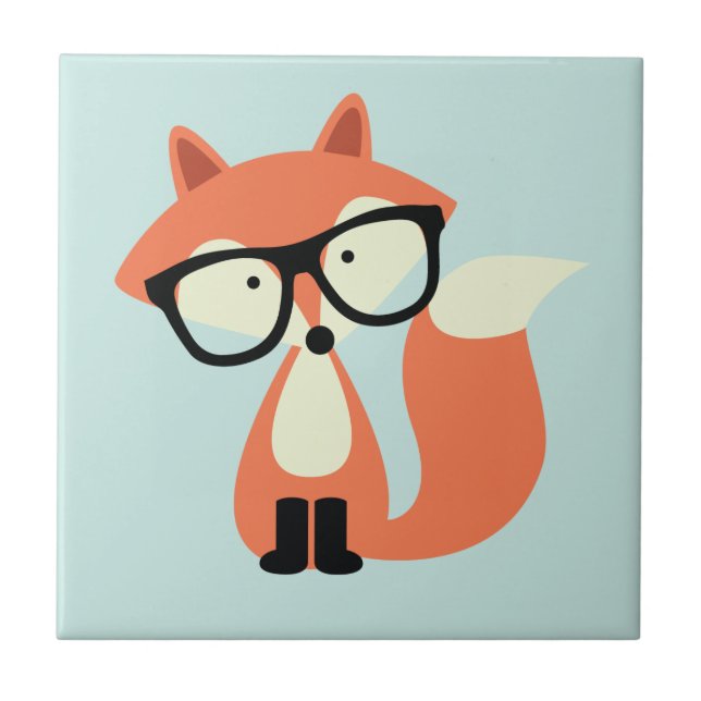 Azulejo De Cerâmica Fox vermelho do hipster bonito (Frente)