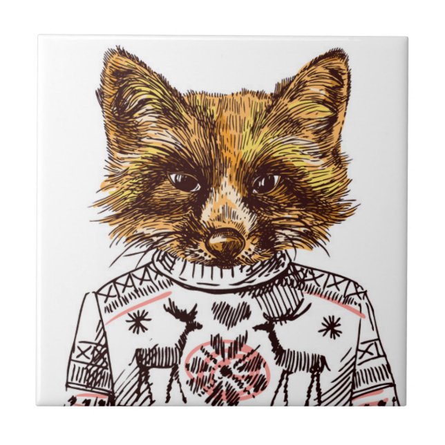 Azulejo De Cerâmica Fox vestido Foxy (Frente)