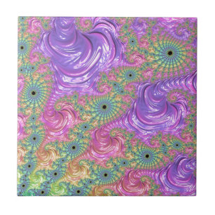 Azulejo De Cerâmica Fractal arco-íris